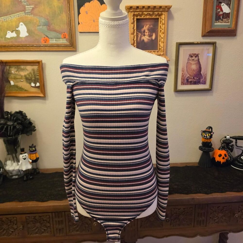 Hollister Striped Off Shoulder Bodysuit